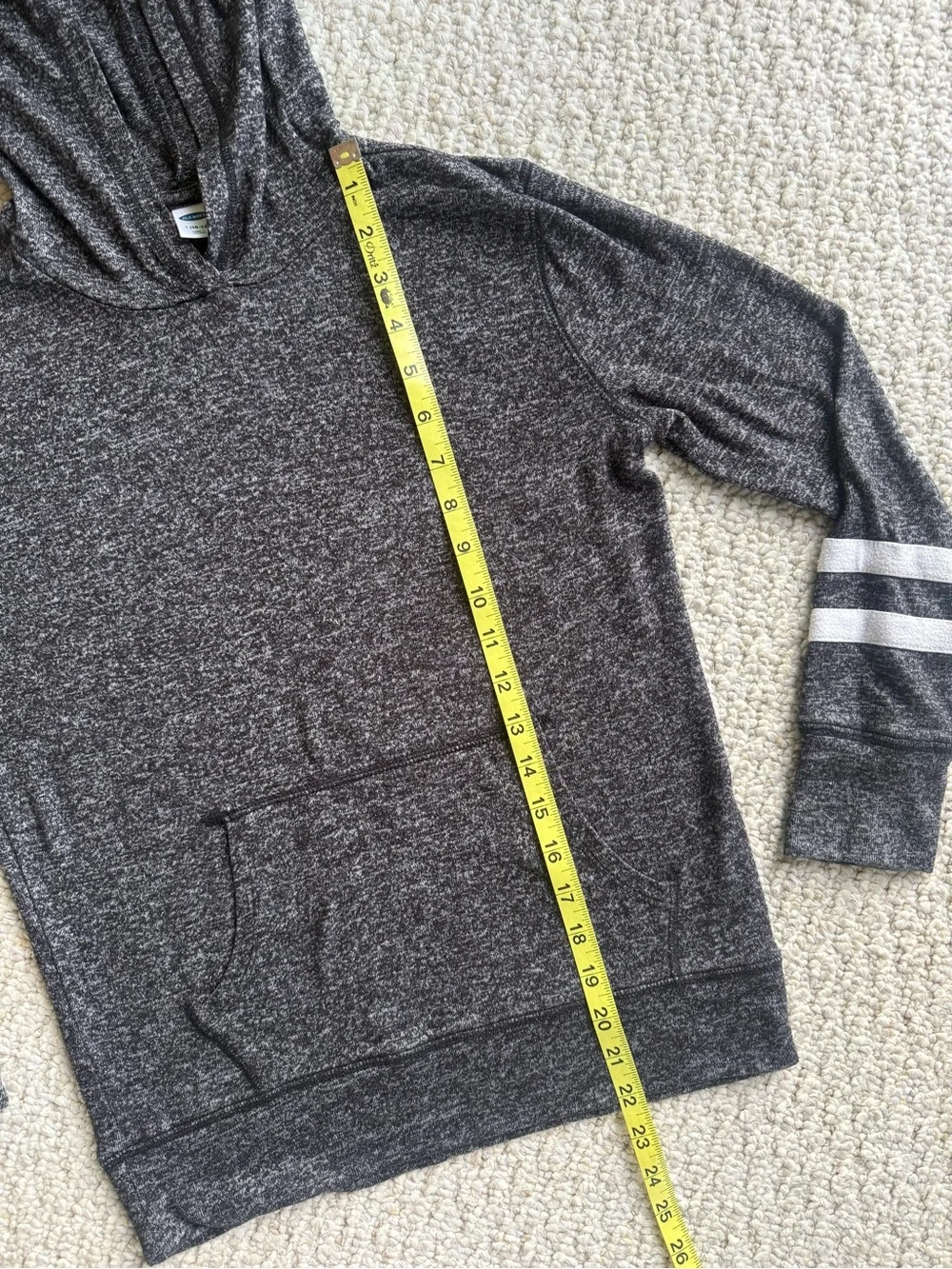 Youth Boys’ Dark Gray Hooded Pullover with Sleeve Stripes